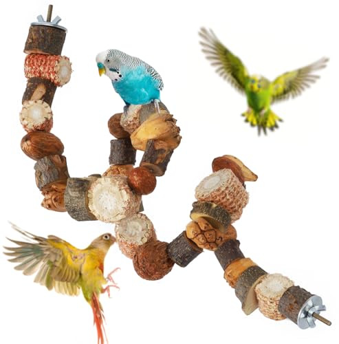 Perchoir Perroquet, Perchoir Oiseaux Jouet Perruche Cage Accessoire pour Calopsitte Inséparables Canaris malléable grâce au renforcement du Fil (80cm)