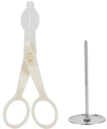 Piping Flower Scissors Nail Icing Cake Decorating Tool Professional Easy to Use Stainless Steel Plastic Cake Decor Flower Lifter for DIY Baking Pastry Cupcake Sugar Craft 7x3.2cm