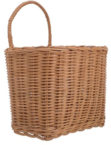 Holibanna Cesta Colgante de Pared de Ratán Tejida a Mano Organizador de Almacenamiento Rústico para Frutas Verduras y Flores Cesta Decorativa Natural para Cocina y Hogar