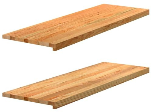 Ziaphsol Lot de 2 rebords de fenêtre en chêne massif marron clair 120 x 40 x 2 cm, pour montage sur cadre de fenêtre, surface non traitée, pour décoration et tasses à l'intérieur