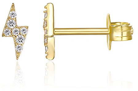 PAVOI Dainty Stud Earrings for Women, 14K Gold Plated, Yellow Gold, Size 8