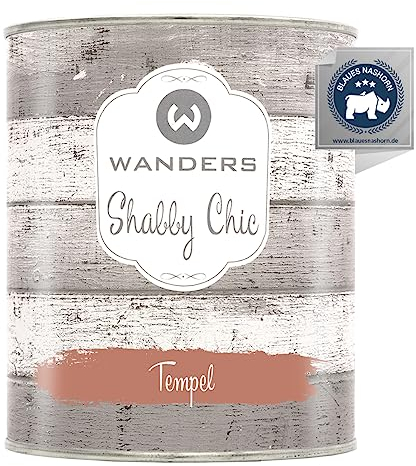 Wanders Shabby Chic Kreidefarbe 750 ml - Tempel/Warmes Terrakotta - Küchenmöbellack und Möbelfarbe ohne Schleifen. Chalk Paint, für Holz & mehr. Hohe Deckkraft, schnell trocknend