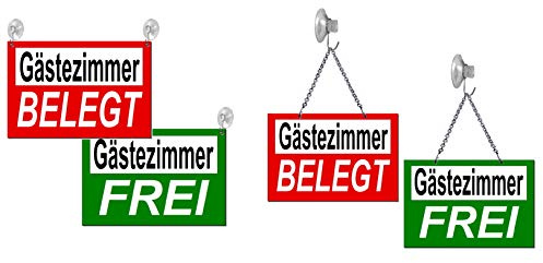 Desi-Schilder Gäste-Zimmer frei/belegt-Aluminium Verbund-30 x 20 cm Wendeschild-Infoschild-Hängeschild-Schild (139-18 A mit Kettchen + 1 Saughaken)