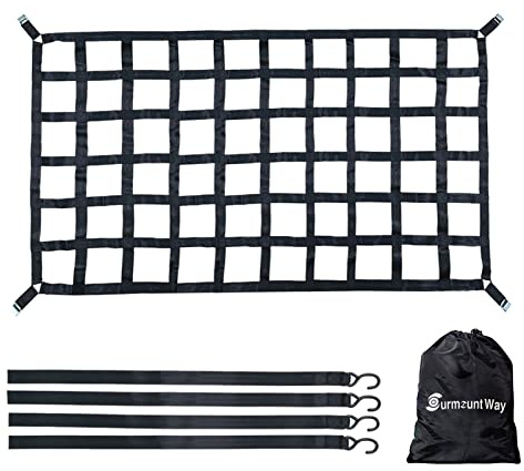 Surmountway Cargo Net for Pickup Truck Bed(82 x 50), Truck Bed Cargo Net with Capacity 1100LBS, Heavy Duty Cargo Nets with Adjustable Cam Buckles & S-Hooks, Truck Cargo Net for Trailer Trucks