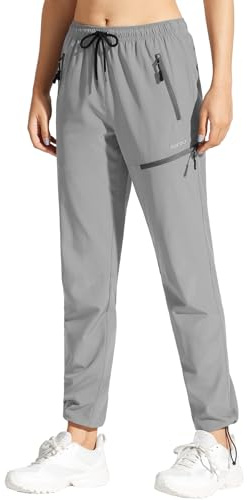 MOCOLY Women's Hiking Cargo Pants Elastic Waist Water Resistant UPF SPF 50+