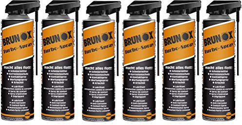 6x BRUNOX TURBO SPRAY 500ml Schmiermittel,Korrosionsschutz,Kontaktspray,Kriechöl,Wartungsspray