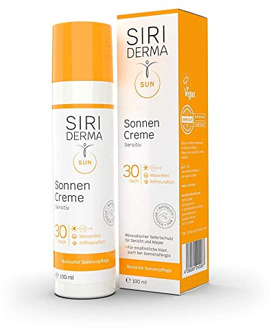 SIRIDERMA Sonnencreme | LSF30 | Mineralischer Sonnenschutz für sensible Haut | Basisch, natürlich und hochverträglich (100 ml, leicht duftend)