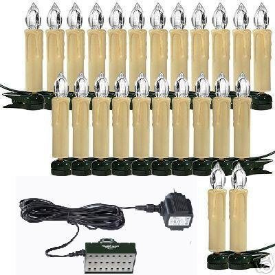 Trango 340047KW LED Weihnachtskerzen mit 24x IP44 Tageslichtweiß (kaltweiss) LED Kerzen für Außenbereich Weihnachtslichter – Christbaumbeleuchtung - Weihnachtsbaum Beleuchtung - Weihnachtsbeleuchtung