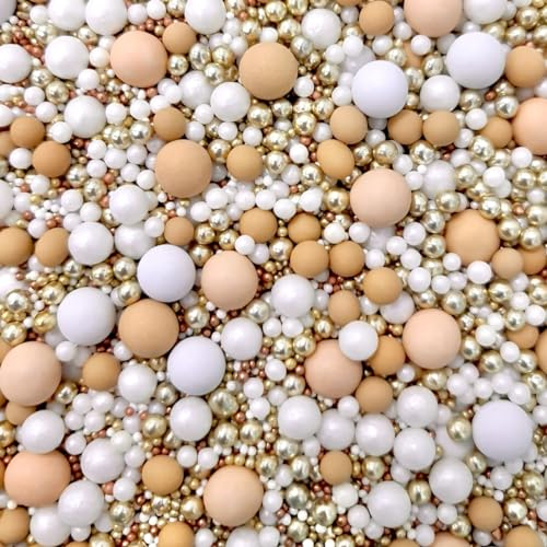 Luxury metallic Gold Nude Beige neutral White Rose Gold Christmas Sprinkles mix blend baby shower cupcakes cookies biscuits edible cake topper pearls wedding hen party decoration chocolate balls MOET