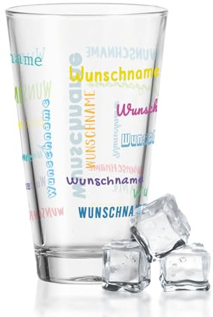GRAVURZEILE Leonardo Wasserglas mit UV-Druck - Namensglas Design - Individuelles Motiv personalisiert mit Wunschnamen in versch. Farben - Geschenk zum Kindergeburtstag - Farbe: Bunt
