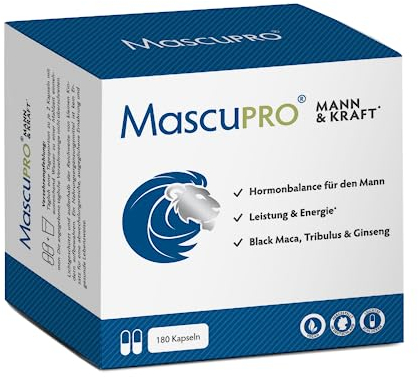 MascuPRO® Mann & Kraft - Vorteilsbox, 20:1 Black Maca, Tribulus Terrestris, Bockshornklee, Cordyceps, Zink & Aminosäuren | 180 Kapseln für Energie, Leistung & Hormonbalance