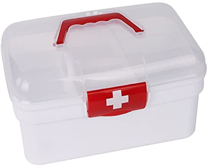 ISAKEN Medizin Box Medizinschrank Erste Hilfe Kasten Koffer Schrank Hausapotheke Box 2 Ebene Medizinkoffer Medizin Organizer Medizintruhe Tragbare Aufbewahrung für Medizinkisten