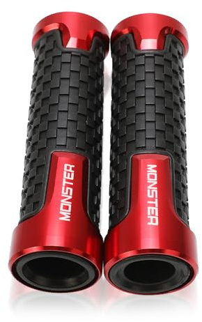 YIEBA 22 mm 7/8 Zoll Universal-Lenkergriffe für Monster 400 620 695 696 796 797 821 Stealth 1100 1200 1200S Grip Lenkergriffe Motorradzubehör (rot)