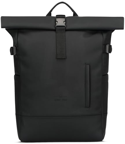 Johnny Urban Rucksack Damen Herren Schwarz - Harvey Large - Casual Rolltop 21l für Arbeit Reisen Uni Freizeit Sport - Sleek Series - Laptopfach bis zu 16 Zoll - Wasserabweisend