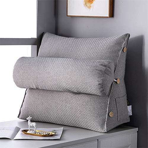 UsmAsk Verstellbares Keilkissen für den Rücken, Keilkissen, Rückenstütze, Nackenstütze, Lesekissen, Sofa, Bett, Bürostuhl, Ruhekissen, Schwarz, 45 x 22 x 50 cm (Grau B 45 x 22 x 50 cm)