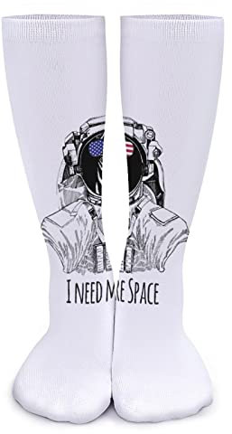 FWJZDSP Need More Space Zebra-Astronaut Damen-Over-the-Waden-hohe, dicke Socken, Cosplay-Strümpfe, Sport-Beinstulpen