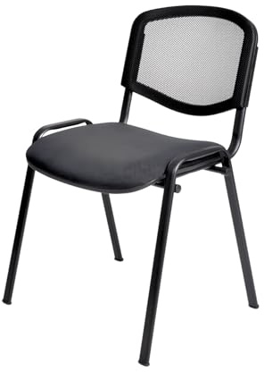 Topsit Chaise Visiteur, Chaise de conférence pour Salle d'attente, empilable, avec Assise rembourée et Dossier en résille Noire, Structure en métal, pour Reception, Pause…