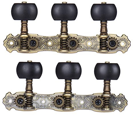 COMETX Stimmwirbel für Akustikgitarre, 2 Stück, L & R, Konzertgitarre, bronzefarbene Mechaniken für Akustikgitarre, Stimmwirbel 1: 16 Stimmknöpfe, Saitentuner (AOS-022V3P)