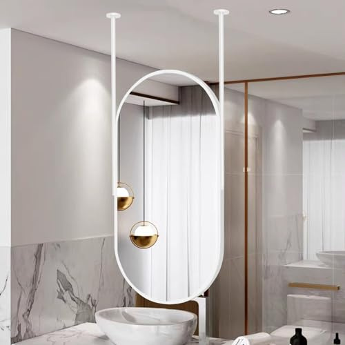 Espejo Ovalado Blanco con Doble Pluma para Colgar en el Techo, Espejo de tocador con Marco de Metal para baño, Espejos Decorativos Grandes para Dormitorio sobre Lavabo, Sala de Estar, Entrada (Size :