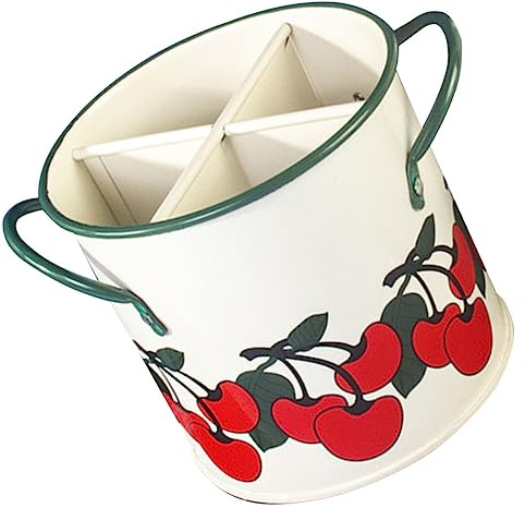 ABOOFAN Organizador Vintage Para Cubiertos De Hierro Con Compartimentos Bote Escurridor Multifuncional Para Menaje De Cocina Estante Portacubiertos Retro Para Mesa