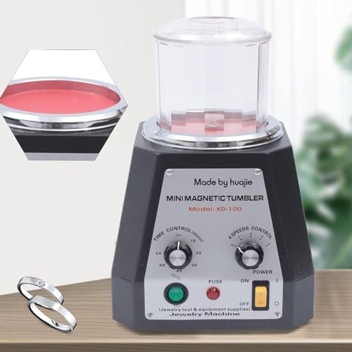 ZXSYYDS Magnetischer Schmuckpolierer, magnetischer Becher, 2000 U/min, einstellbare Geschwindigkeit, Hülsenpolierer, Schmuckpolierer, Finisher-Maschine zum Entgraten und Anfasen