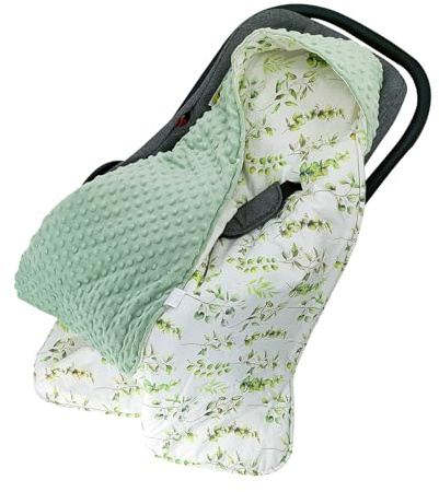LAT LEE AND TOWN Einschlagdecke Babyschale Decke Kinderwagen 90cmx90cm 100% Baumwolle universal oppelseitig Babydecke für Buggy Autositz (grüne Blätter)