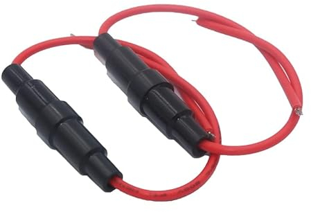 HBDCRJGE 10 Stück 5 x 20 mm Glassicherungshalter, Schraubentyp 5 x 20 mm mit 22 AWG Drahtkabel, 250 V Glassicherungsrohr, Sicherungsgehäuse,