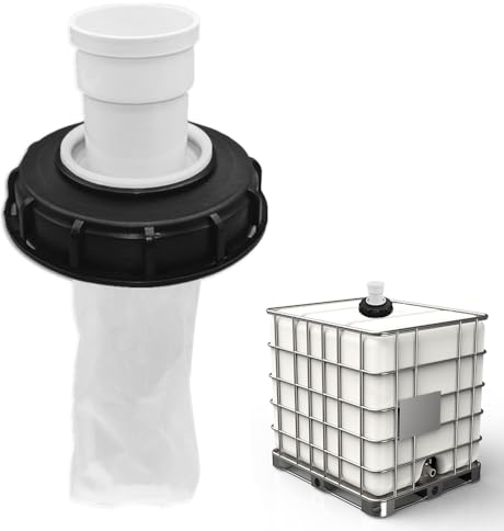 Riisoyu IBC Droit avec Filtre, 165mm Accessoires de Réservoir IBC avec DN 150 Filtre à Eau de Pluie en Nylon avec Filtre Lavable pour Réservoir d'eau De Pluie IBC