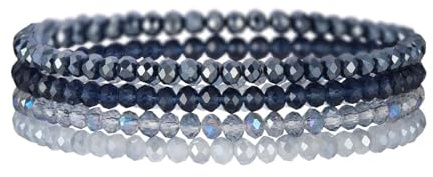 Generisch Damen Kristall Perlen Armband, Mehrschichtiges Steine Armband Boho Kristall Stein Perlen Armbänder Modeschmuck Geschenke für Frauen Mädchen (Blau)