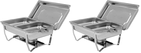 KiwiHood Set da 2 pezzi Chafing Dish Buffet da 3,5 l, in acciaio inox, set completo rettangolare per catering Chafer, con pinza da servizio, chafing Fuel Holder per cucina, feste, banchetti (2 x 1/2)