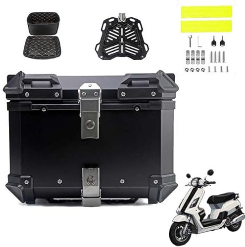 BLAFT Motorradkoffer Topcase für Kymco Xciting S 400 2018-2021, Wasserdicht Topcase Aluminium Motorrad Heckbox Reisen Motorradkoffer für Lagerung Helm Motorradkoffer,45L-Black