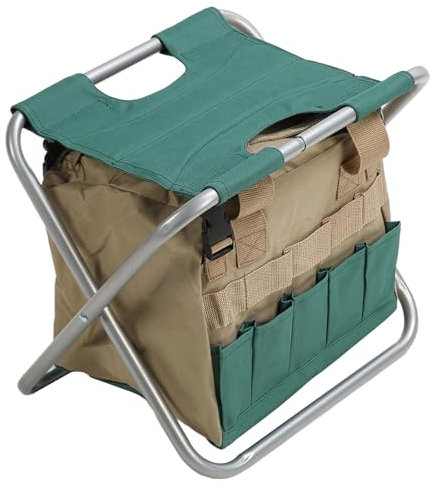 Fabater Sgabello da Giardiniere Pieghevole, Zaino Pieghevole Staccabile Resistente all'usura in Tessuto Oxford Portatile per Giardino (SILVER)