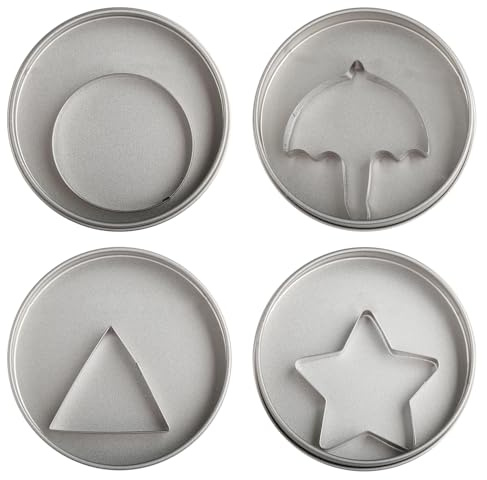 Rumyve 4 Set Squid Candy Cookie Shapes,Korean Sugar Candy Making Tools,Stainless Steel Umbrella Triangle Star Round Mold