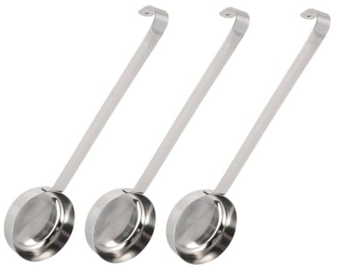 Ciieeo 3pcs Pizza Sauce Spoon Stainless Steel Ladle Flat Bottom for Gravy Soup Dessert Dressing Kitchen Tool