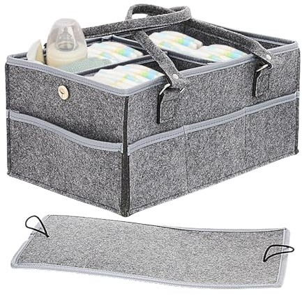 Windeltasche, Wickeltasche aus Filz, Organizer für Babys für | Mädchen und, Aufbewahrungskorb aus Filz für Kindergarten, tragbare Henkeltasche
