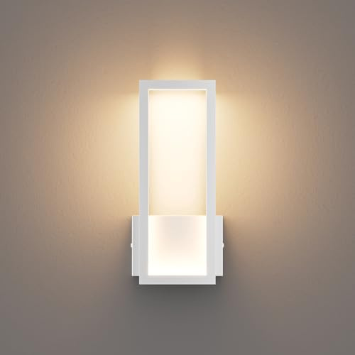 Klighten Aplique Pared Led Interior, 12W 900LM, Lámpara de pared Rectangular Decorativo Mordern, Luces de pared para Dormitorio, Sala de Estar, Pasillo, 27cm, Blanco Cálido 3000K, Blanco