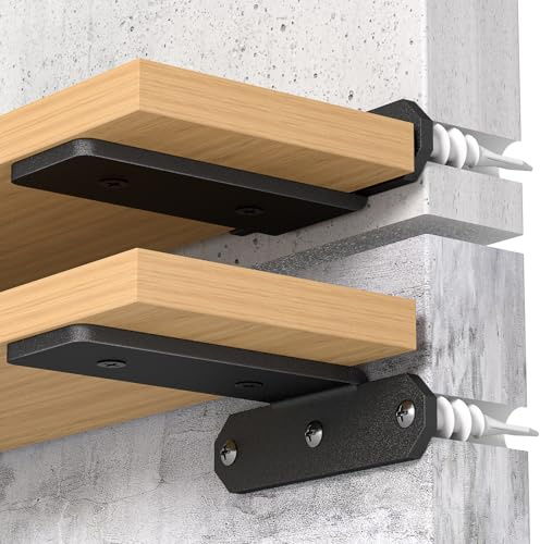 TESSTINA Soportes Flotantes para Estanterías, Escuadras en L Metálicas Resistentes, Soportes de Pared con Capacidad 80 KG Soportes Flotante para Cocina, Salón y Garaje