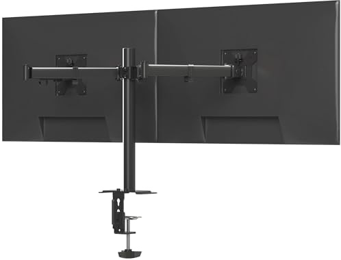 Pholiten Monitor Halterung für 13-38 Zoll LED LCD Bildschirm bis zu 10 kg, Monitor Arm für 2 Monitore, Höhenverstellbar Schwenkbar Neigbar Monitorhalterung, max.VESA 100x100mm, Schwarz, MD97442M