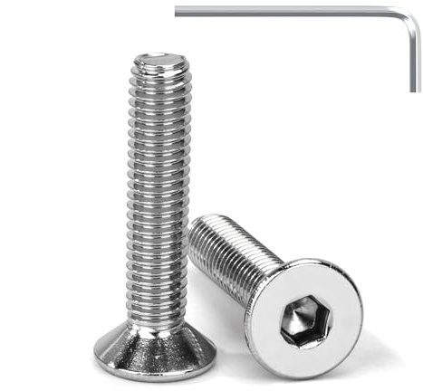 Tunejoy Tornillo Avellanado M6 x 30 mm Tornillos de Cabeza Avellanada Hexagonal de Acero Inoxidable A2 V2A Norma DIN 7991 con llave Allen Rosca Completa 20 Piezas