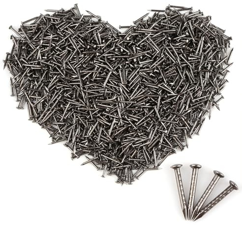 Golden Nails Round Head, Pack of 1500 Small Golden Nails, 1 x 10 mm Brass Coated Nails, Round Head, Small Wooden Nails for DIY Crafts, Furniture Attachment (Black)