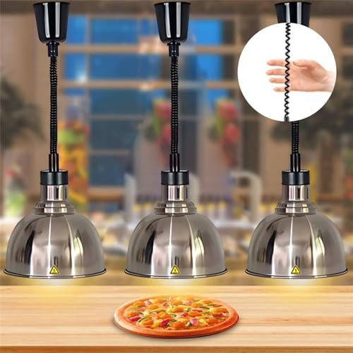 Aocay Lampe Chauffante Cuisine Professionnelle, 19 cm/25 cm Diamètre | Lampe Chauffe Plat Cuisine Restaurant Buffet Suspendue Hauteur Réglable, Lampe Chauffante Alimentaire pour Restaurant, Hôtels