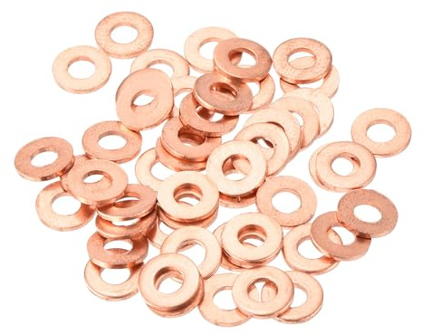 QUARKZMAN 52 Pièces Rondelles Plates en Cuivre, Rondelles d'Écrasement Plates Métriques en Cuivre Amélioré de 4x9x1mm pour Raccords Hydrauliques Vis Écrou Réparation Électronique