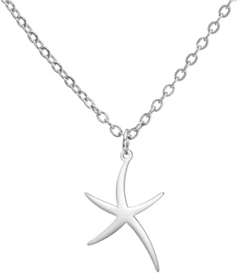 unift Collar estrella del mar para mujeres en acero inoxidable, collar colgante estrella del mar boho, joyería de playa de verano, regalos de amistad, Talla única, Acero inoxidable, No es una piedra
