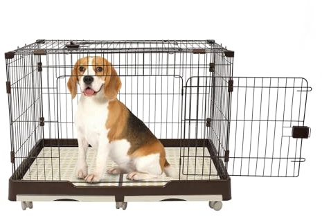 Hundekäfig Klappbar Metal Hundetransportkäfig 99x62x75cm Zusammenklappbarer Tiertransportbox Transportkäfig Hundebox mit Bodenschale für Hunde Katzen