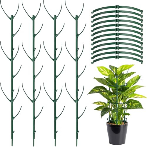 12 Pack Plant Support Stake Half Round Plant Support for Indoor Plants, Stackable 3 Tier Garden Flower Support, Plant Rings for Tomato,Monstera, Peony, Hydrangea, Climbing Plants