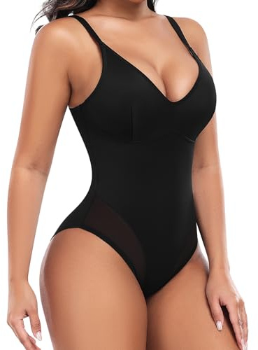 UMIPUBO Body Contenitivo Modellante Donna Bodysuit Shapewear Guaina Contenitiva Intimo Snellente Shaper Spallino Regolabile Elegante Shaping Dimagrante Pancia Piatta Shaping Bustier (Nero, L)