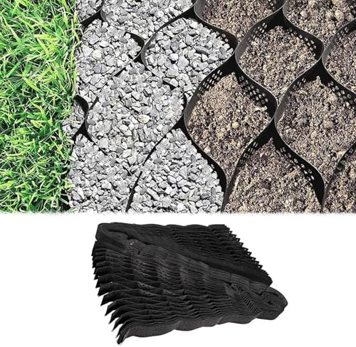 Stabilisateur de Gravier Grille de Sol en Gravier Perméable, Pliable Stabilisateur Gravier pour Chemin D'accès, Allée, Sentier, Nid D'abeille Exterieur Stabilisateur de Pavés pour La Pente D'un Parc,