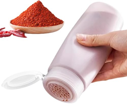 Glugahrif Recipiente para especias, recipiente para botellas con tapas para esparcir, 600 ml, práctico almacenamiento con tapa para sal, pimienta, alimentos esparcidos y cajones de cocina