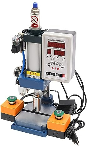 DNYSYSJ Pneumatic Press Machine, Punch Machine 440lbs, Button Press Machine with Dual Control Modes, Industrial Clicker Press IP65 for Metal/Plastic,Blue