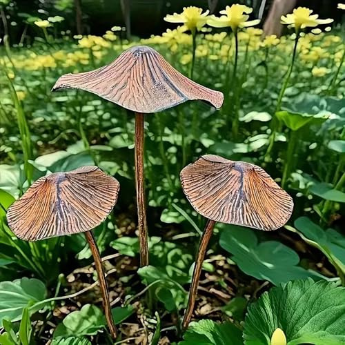 JACKANNA Décoration de jardin - Champignons décoratifs d'automne - Décoration extérieure - Piquet de jardin en rouille, décoration de jardin en métal résistant aux intempéries, ornements de